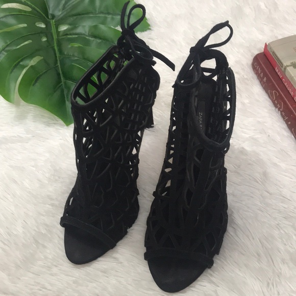 Zara Open Toe Cut Out Boots - Picture 3 of 8